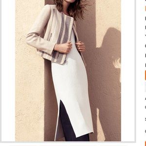 NWT BCBG MaxAzria Johana Ribbed Dress, Gardenia (Cream) Color, Midi, Size XXS